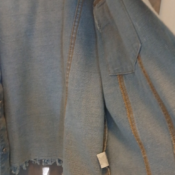 Ami Go Sky Blue Frayed Denim Jacket - Picture 10 of 12